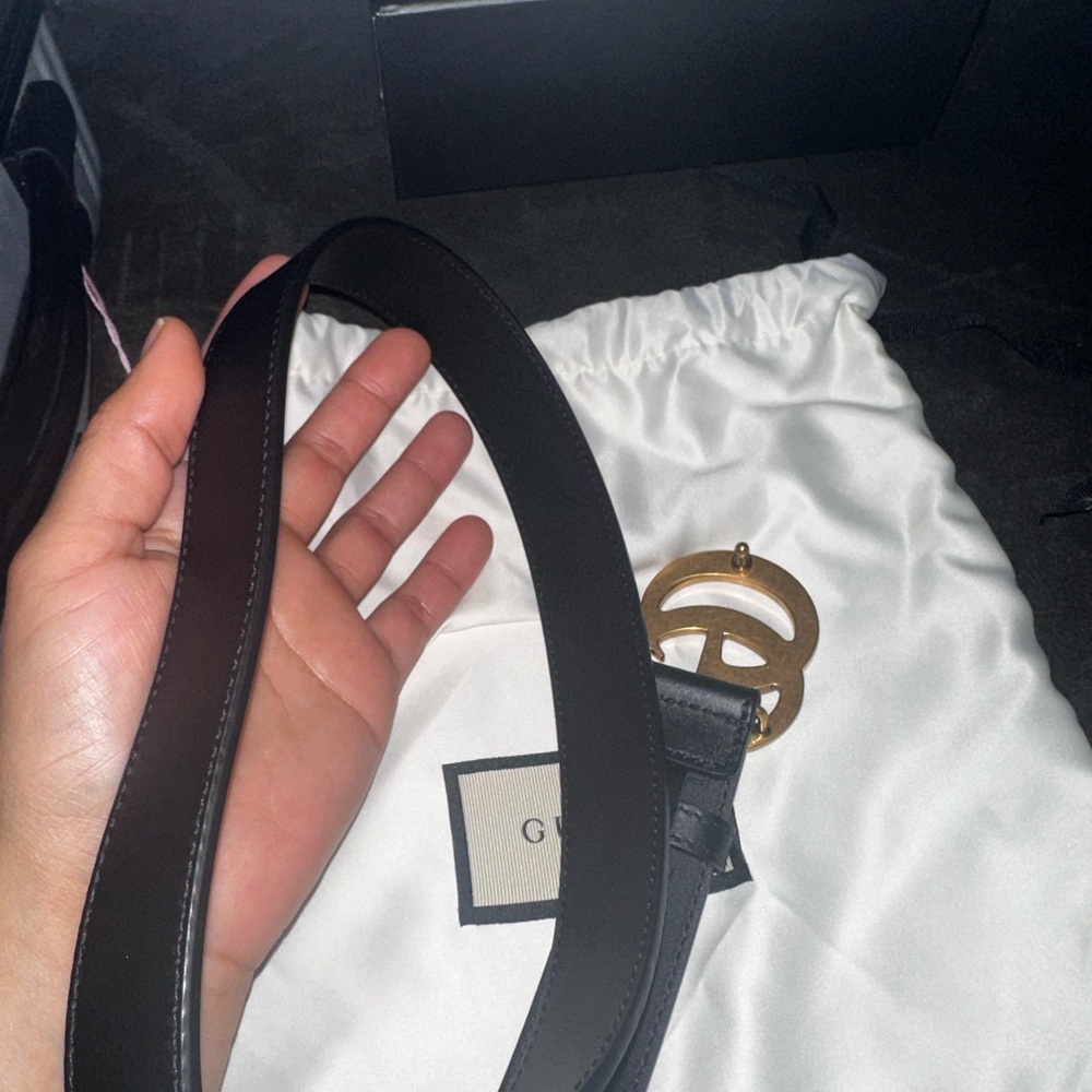 Gucci double GG belt in Black leather - Picture 3 of 6